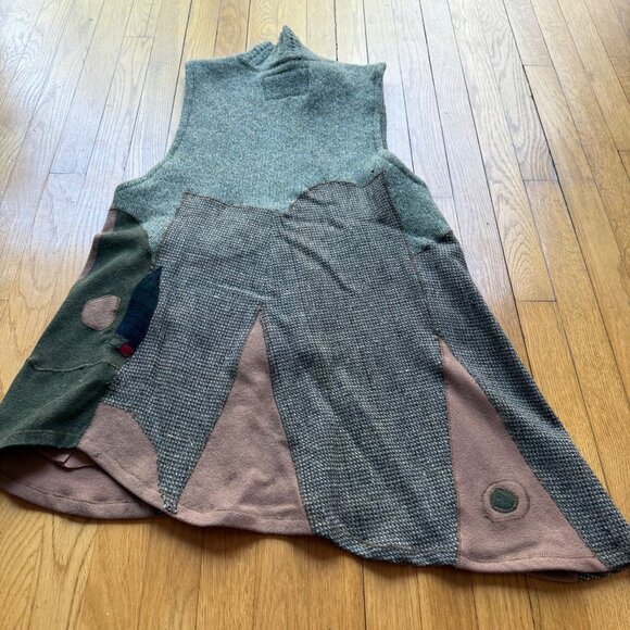 Catherine Coloney Size L Multicolor Patchwork Knit Asymmetric Zip Sweater Vest - Picture 9 of 15